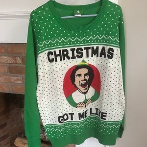 elf Movie Festive Green Crewneck Sweater